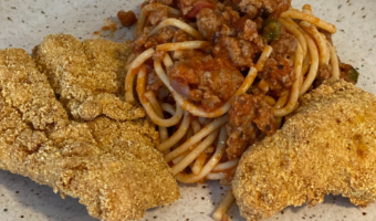 fried fish and spaghetti