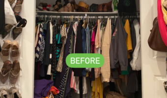 before picture of cluttered closet